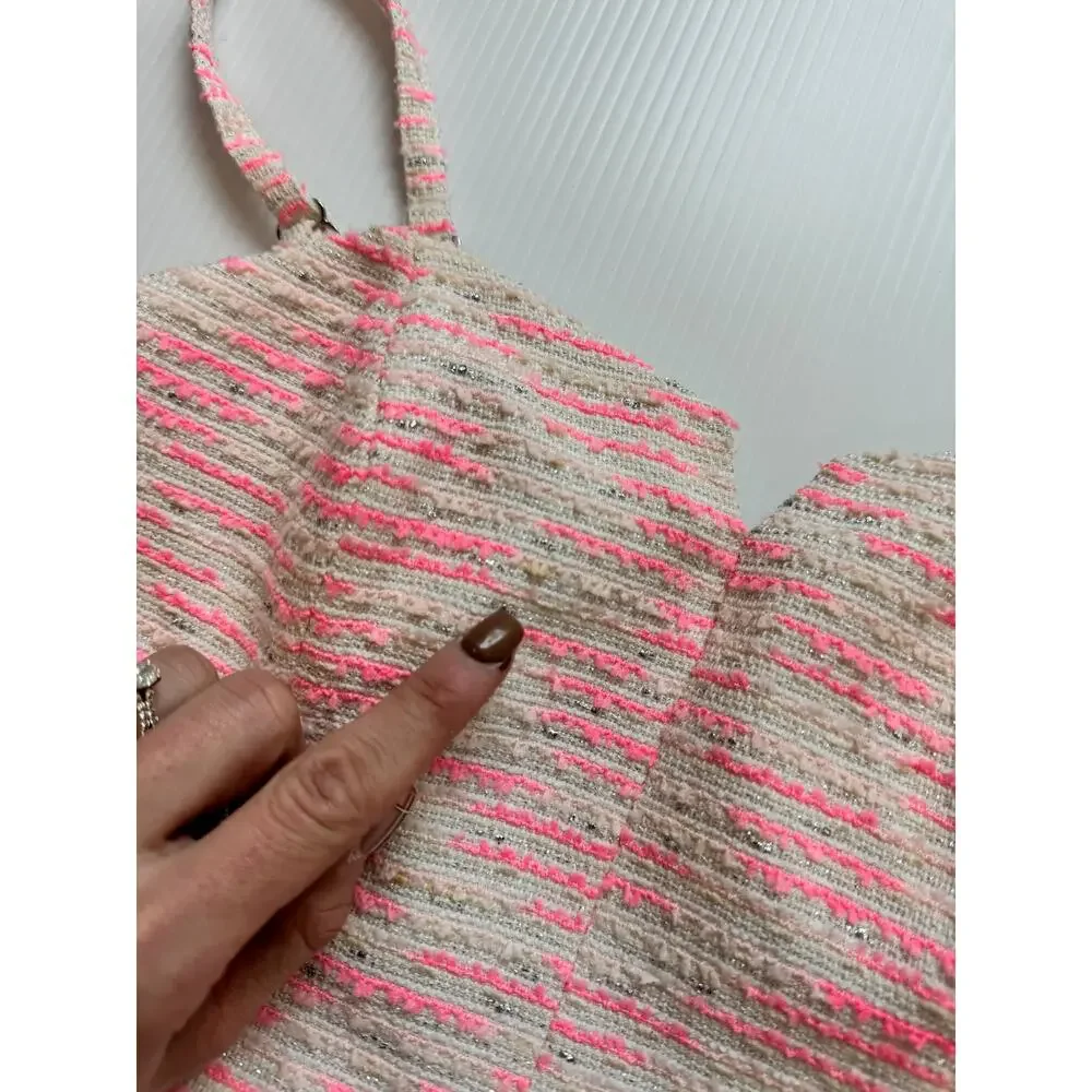 Anthropologie Moulinette Soeurs Pink Tweed Dress Women’s 0 Barbiecore Coquette - Picture 10 of 16